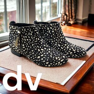 Dolce Vita Womens Real Fur Dyed Calf Fur Leather Ankle Boot Black White Size 5.5